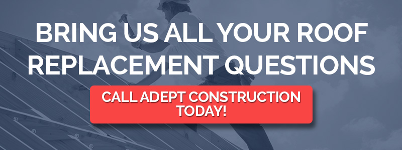 Call to action inviting roof replacement questions.